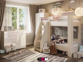 Детская Симба с двухъярусной кроватью белый глянец в Коркино - korkino.magazinmebel.ru | фото
