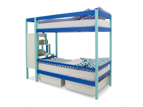 Двухъярусная кровать Svogen с ящиками и бортиком мятно-синий в Коркино - korkino.magazinmebel.ru | фото - изображение 4