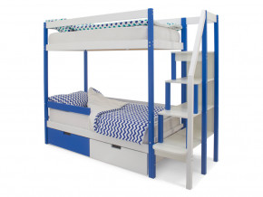 Двухъярусная кровать Svogen с ящиками и бортиком сине-белый в Коркино - korkino.magazinmebel.ru | фото - изображение 1