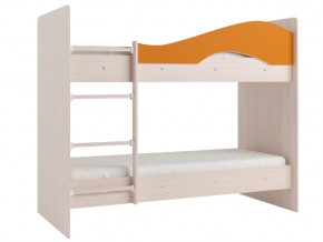 Кровать 2-х ярусная Мая на латофлексах млечный дуб, оранжевая в Коркино - korkino.magazinmebel.ru | фото