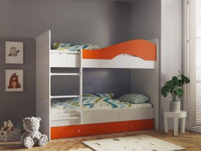 Кровать 2-х ярусная Мая с ящиками на латофлексах белый-оранж в Коркино - korkino.magazinmebel.ru | фото