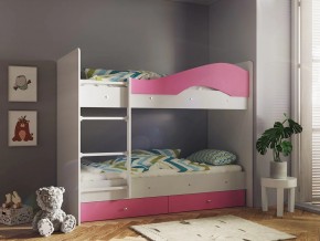 Кровать 2-х ярусная Мая с ящиками на латофлексах белый-розовый в Коркино - korkino.magazinmebel.ru | фото - изображение 1