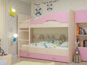 Кровать 2-х ярусная Мая с ящиками на латофлексах розовая в Коркино - korkino.magazinmebel.ru | фото