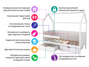 Кровать-домик мягкий Svogen с ящиками и бортиком дерево-графит в Коркино - korkino.magazinmebel.ru | фото - изображение 2