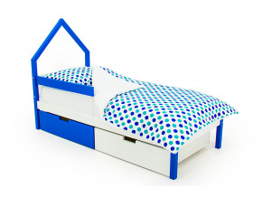 Кровать-домик мини Svogen с ящиками и бортиком сине-белый в Коркино - korkino.magazinmebel.ru | фото - изображение 1