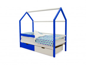 Кровать-домик Svogen с ящиками и бортиком сине-белый в Коркино - korkino.magazinmebel.ru | фото - изображение 1