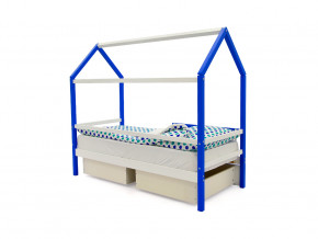 Кровать-домик Svogen с ящиками и бортиком сине-белый в Коркино - korkino.magazinmebel.ru | фото - изображение 3