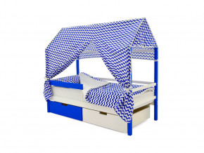 Кровать-домик Svogen с ящиками и бортиком сине-белый в Коркино - korkino.magazinmebel.ru | фото - изображение 4