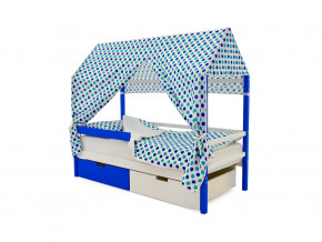 Кровать-домик Svogen с ящиками и бортиком сине-белый в Коркино - korkino.magazinmebel.ru | фото - изображение 5