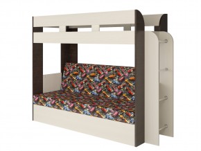 Кровать двухъярусная Карамель 75 венге ткань машинки в Коркино - korkino.magazinmebel.ru | фото - изображение 1