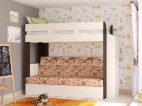 Кровать двухъярусная Карамель 75 венге ткань савана в Коркино - korkino.magazinmebel.ru | фото