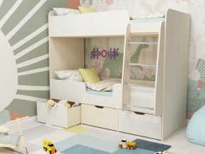 Кровать двухъярусная Малыш двойняшка дуб молочный-феритейл в Коркино - korkino.magazinmebel.ru | фото