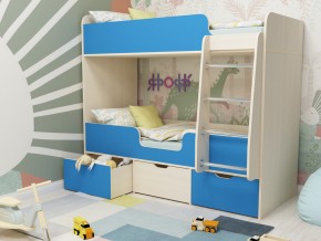Кровать двухъярусная Малыш двойняшка дуб молочный-голубой в Коркино - korkino.magazinmebel.ru | фото - изображение 1