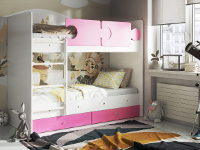 Кровать двухъярусная Тетрис латы с бортиками белый-розовый в Коркино - korkino.magazinmebel.ru | фото - изображение 1