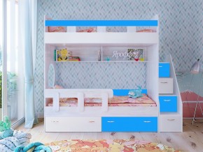 Кровать двухъярусная Юниор 1 винтерберг-белый с голубым в Коркино - korkino.magazinmebel.ru | фото