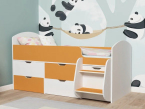 Кровать Малыш-7 белое дерево-оранжевый в Коркино - korkino.magazinmebel.ru | фото