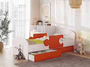 Кровать Мозаика с ящиком и бортиками на ламелях белый-оранж в Коркино - korkino.magazinmebel.ru | фото