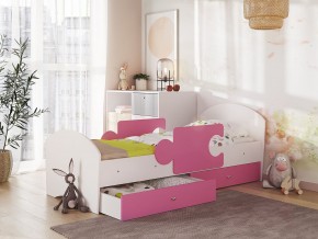 Кровать Мозаика с ящиком и бортиками на ламелях белый-розовый в Коркино - korkino.magazinmebel.ru | фото
