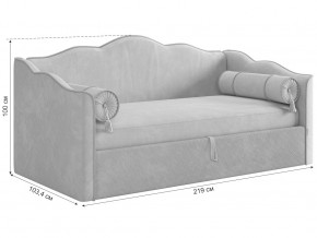 Кровать софа Лея 900 велюр галька/графит в Коркино - korkino.magazinmebel.ru | фото - изображение 2