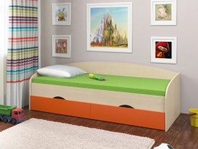 Кровать Соня 2 дуб молочный-оранжевый в Коркино - korkino.magazinmebel.ru | фото