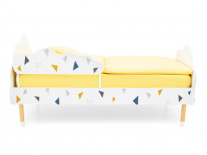 Кровать Stumpa Облако с бортиком рисунок Треугольники желтый, синий в Коркино - korkino.magazinmebel.ru | фото - изображение 3