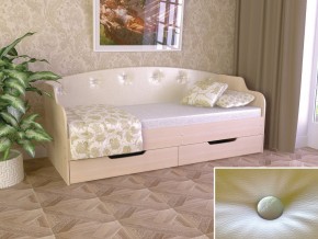Кровать Юниор Тип 2 дуб молочный-белый перламутр 800х1600 в Коркино - korkino.magazinmebel.ru | фото