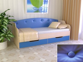 Кровать Юниор Тип 2 дуб молочный/синий 800х1600 в Коркино - korkino.magazinmebel.ru | фото