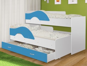 Кровать выкатная Радуга с ящиком 80х160 белая-голубой в Коркино - korkino.magazinmebel.ru | фото
