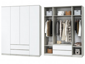 Шкаф для одежды четырехдверный Лори дуб серый, белый в Коркино - korkino.magazinmebel.ru | фото - изображение 1