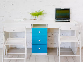 Стол письменный двухместный В 5 голубой в Коркино - korkino.magazinmebel.ru | фото - изображение 1