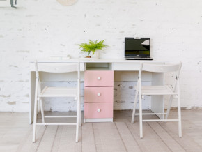 Стол письменный двухместный В 5 розовый в Коркино - korkino.magazinmebel.ru | фото