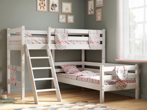 Угловая кровать Соня Вариант 8 с наклонной лестницей белая в Коркино - korkino.magazinmebel.ru | фото